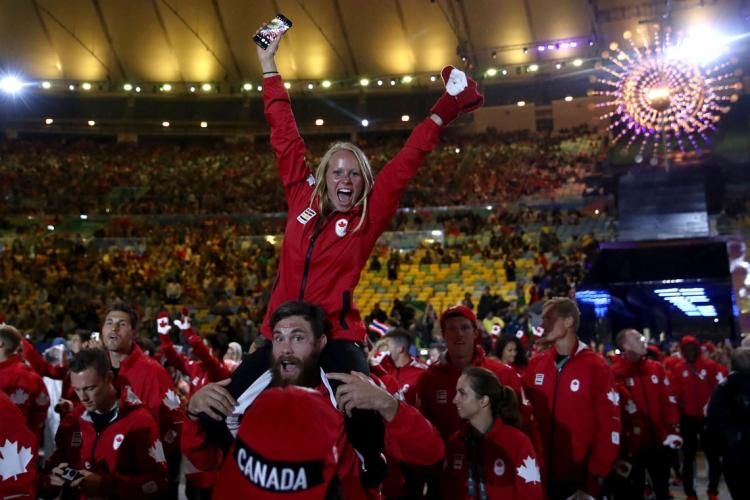 Members of Team Canada participate in Rio Olympics closing ceremonies