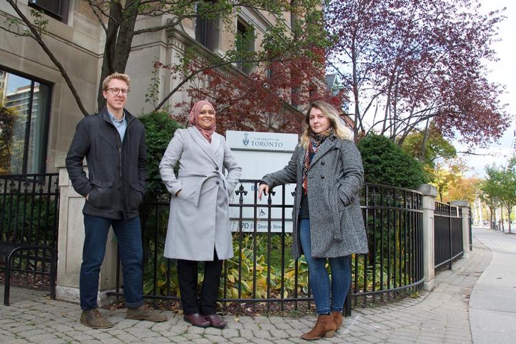 Three grad students from left: Nika Kuchuk, Khalidah Ali, Jonathan Peterson