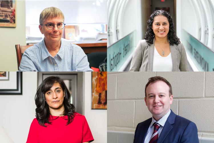 Clockwise from top left: U of T's Lynne Viola, Fahima Dossa, Dwight Seferos and Anita Anand