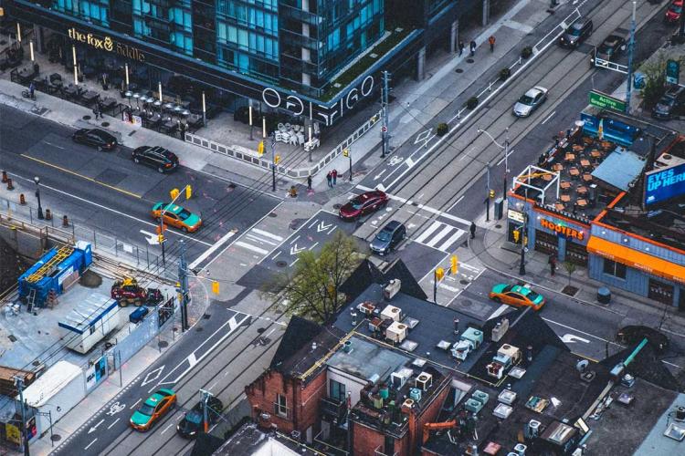Photo of intersection in downtown Toronto