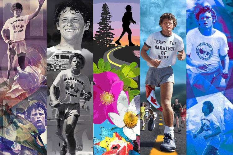 collage showing the five different proposed terry fox murals