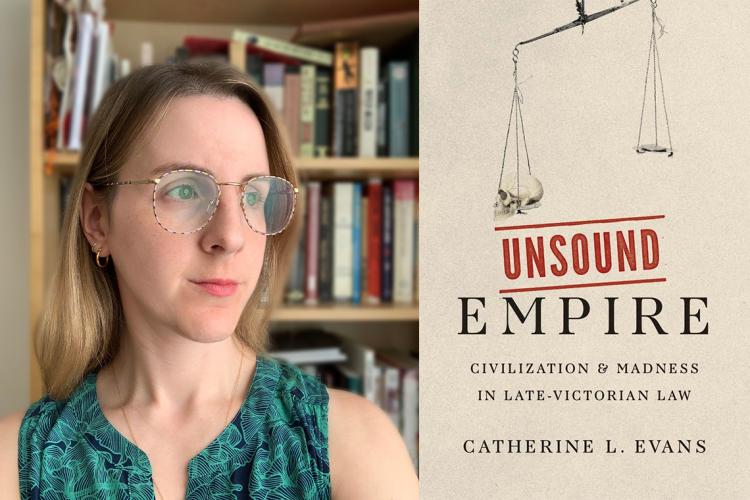 portrait of Catherine Evans and the cover of Unsound Empire
