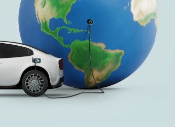 Electric car connected to a globe