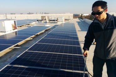 Cheng Lu, pictured at a solar farm in China