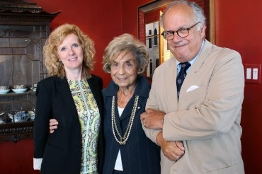 photo of Rose Wolfe with provost and former master of Massey College