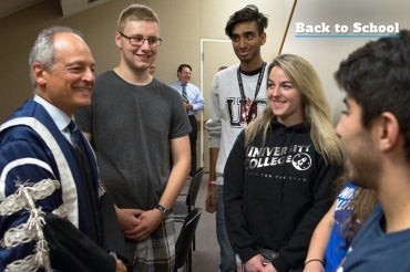 Photo of President Gertler at University College Orientation