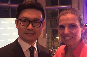 Photo of Wei Zhang with Minister of Science Kirsty Duncan