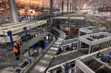 Photo of automated sorting area