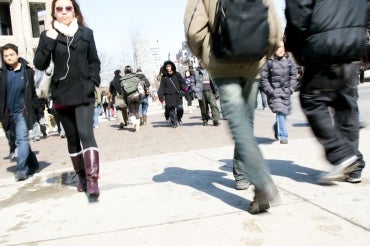 Students walk along St. George St