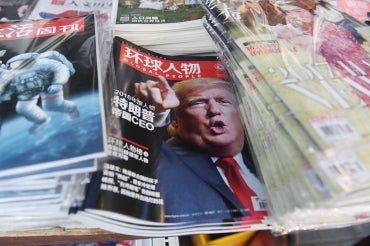 Photo of Chinese magazine calling Trump Person of The Year