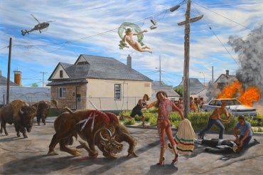 Photo of Monkman painting