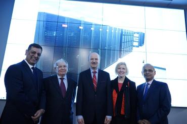 Photo of U of T and other officials in front of Niagara