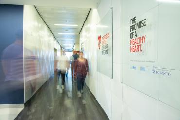 Photo of people in hallway at Ted Rogers Centre for Heart Research