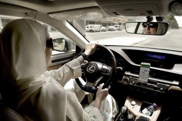 Photo of woman driving in Saudi Arabia