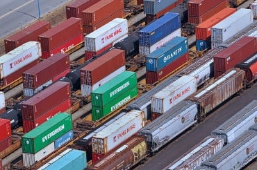 Photo of cargo containers in port of Vancouver
