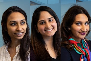 Photos of Pooja Viswanathan, Saara Punjani and Leila Keshavjee
