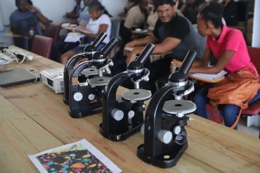 Photo of microscopes now at University of Guyana