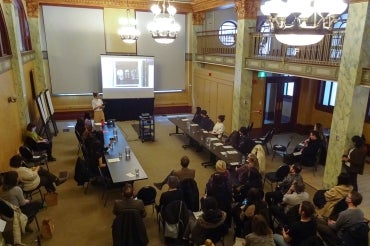 U of T art history students present their research to Ontario Heritage Trust staff and other guests at a public forum at the Ontario Heritage Centre 