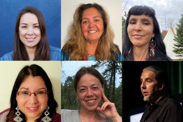 Clockwise, from top left: Eve Tuck, Teresa Edwards, Suzanne Stewart, Clayton Shirt, Alissa North and Shianne McKay.