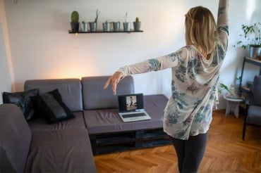 woman dancing remotely
