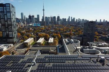 solar panels at St. George campus and the toronto skyline