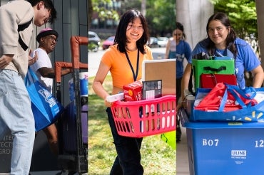 various photos of students moving onto the University of Toronto campus