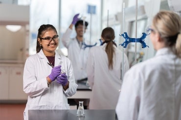 woman working in an EV lab at University of Toronto Scarborough campus