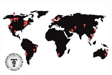 World map showing the locations of the race participants