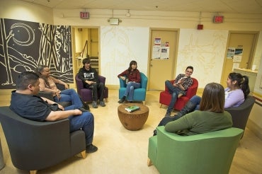 Students gather at the Centre for Aboriginal Initiatives