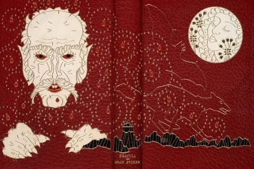 Photo of book binding for first edition of Dracula