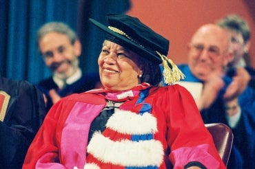 Photo of Toni Morrison receiving honorary degree at U of T in 2002
