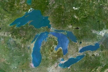 Satellite view of the great lakes