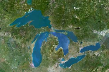 satellite image of the greak lakes region