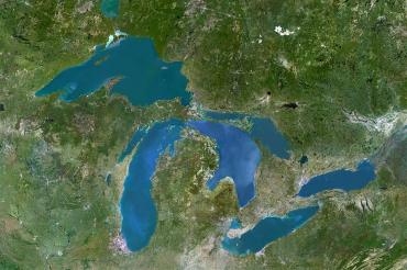 satellite image of the greak lakes region