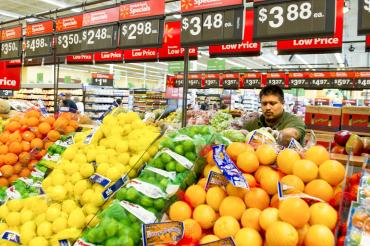 Piles of citrus fruit at a Walmart