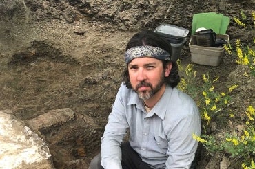 David Evans  at a dig site in Montana
