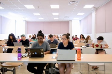 Photos of students in a classroom