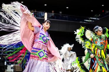 Photo of dancers at the U of T's Honouring our Students Pow Wow