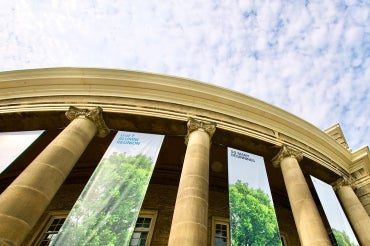 alumni reunion banners hung at convocation hall