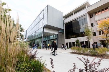 Photo of students walking on campus at U of T Mississauga