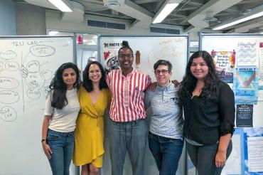 Technoscience Research Unit members Reena Shadaan, Kristen Box, Ladan Siad, Michelle Murphy and Vanessa Gray 