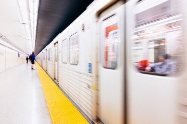 Photo of a TTC subway in a subway station