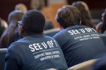 Photo of students wearing See U of T t-shirts