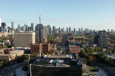 aerial view of the St. George downtown campus taken from One Spadina