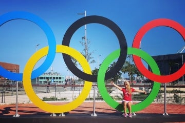 photo of Hampson sitting on rings