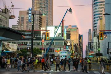 photo of filming on Yonge Street