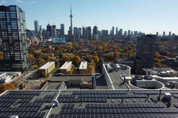 solar panels at St. George campus and the toronto skyline