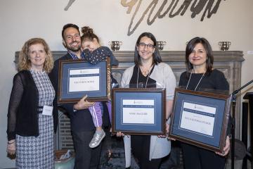 From left to right: Cheryl Regehr, Matthew Sergi with daughter Clio Glenn-Sergi, Anne McGuire and Toula Kourgiantakis