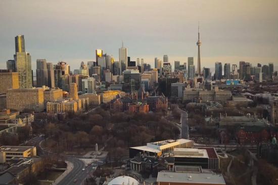 An aerial view of the Toronto skyline.