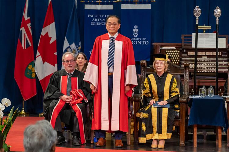 Edwin Leong on stage during convocation